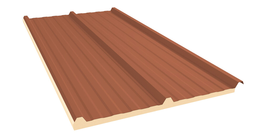 Telha Termica 1,00X2,35mx20mm Aço Terracota e Branco Neve Kingspan