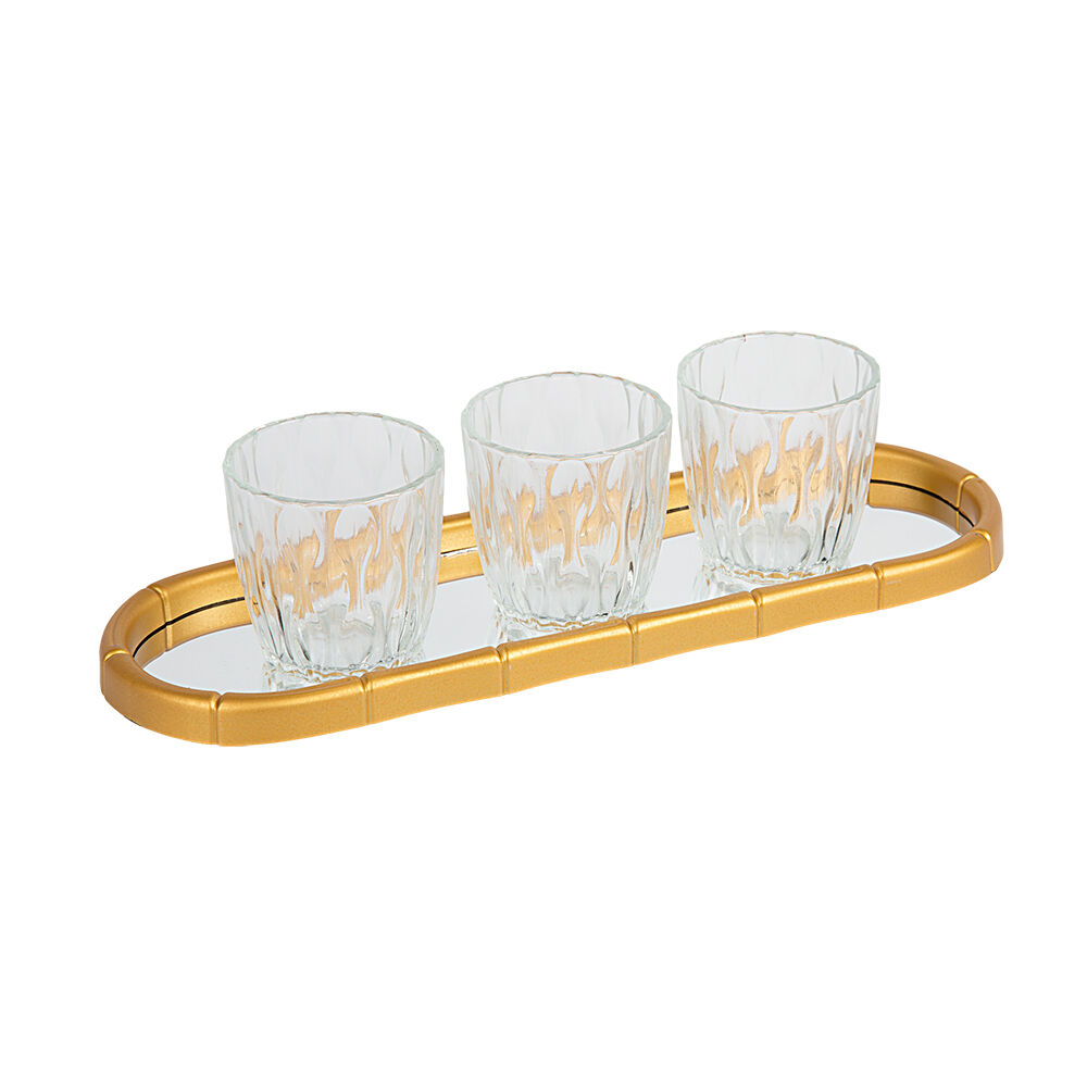 Bandeja Espelho Bambu Gold 33x11cm Diagonal