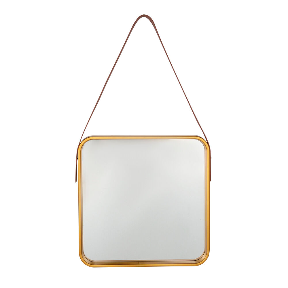 Espelho 40cm Com Alça Gold Quadrado Diagonal
