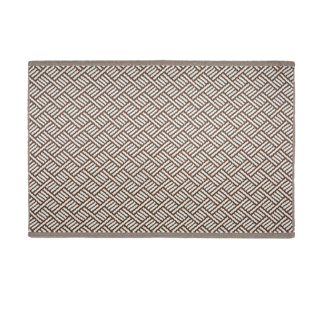 Tapete 120x180cm Com Bainha Marrom Branco Retangular Diagonal