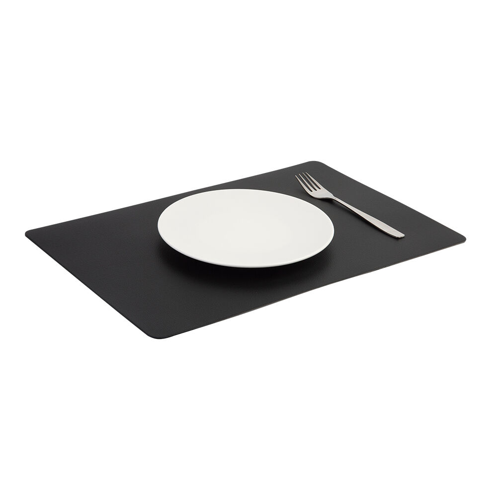 Jogo Americano Couro Sintético 30x45cm Preto Retangular Casa&ideia