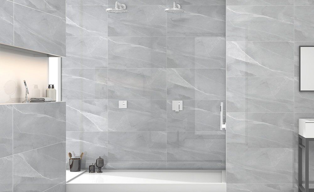 Piso Cerâmico Pr40261 Cinza Claro Retificado Polido 40x75 Ilhabella