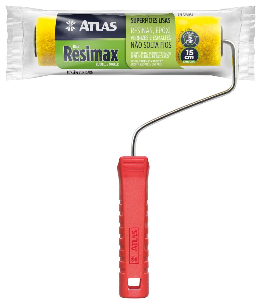 Rolo de Espuma Lã Sintética 15cm Resimax Amarelo Atlas