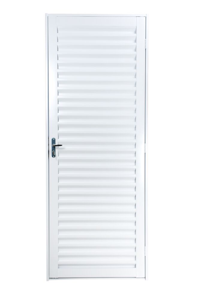 Porta de Abrir Alumínio 2,15M X 84CM R6,5 Laminada Standart Direita Branca CRV