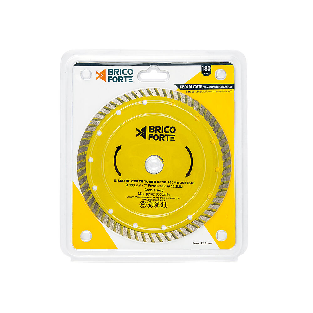 Disco Corte Dimantado Turbo Seco 180mm Brico Forte