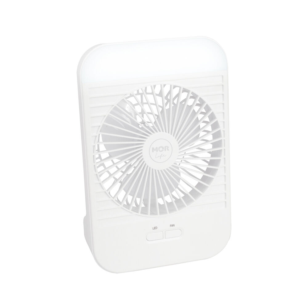 Mini Ventilador Portátil Recarregável Com Luminária Mor