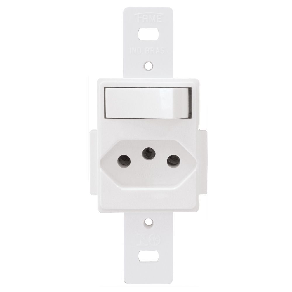 Tomada 2 Seções S/esp 10a Blanc Branco Brilhante 250v Fame