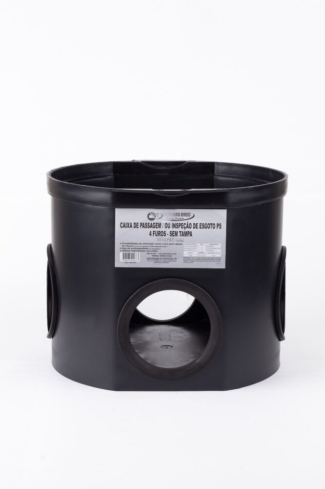 Caixa de Inspeção 30x25cm 4f Sem Tampa Preto Brec