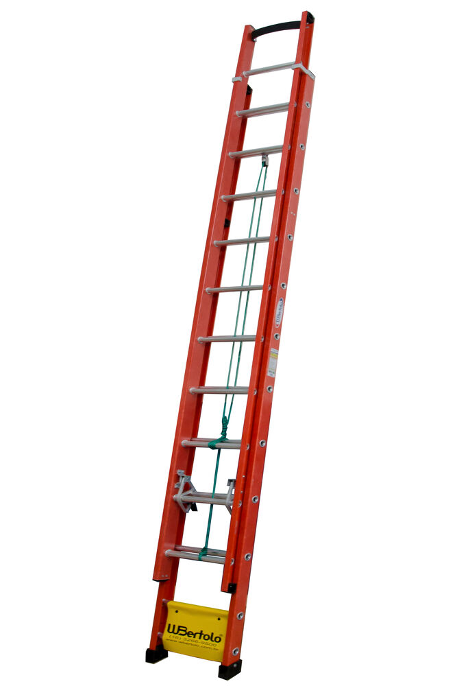 Escada Extensiva Vazada 19 Degraus Vermelho 3,60x6,00m Wbertolo