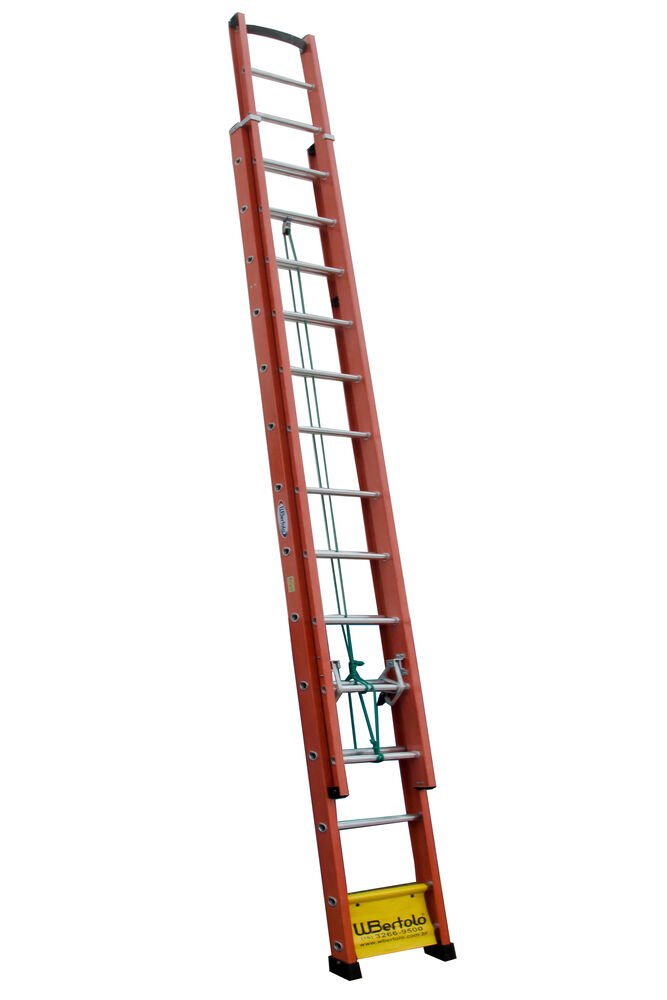 Escada Extensiva Vazada 23 Degraus Vermelho 4,20x7,20m Wbertolo