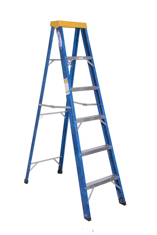 Escada 1,80m 6 Degraus Tesoura Azul Wbertolo