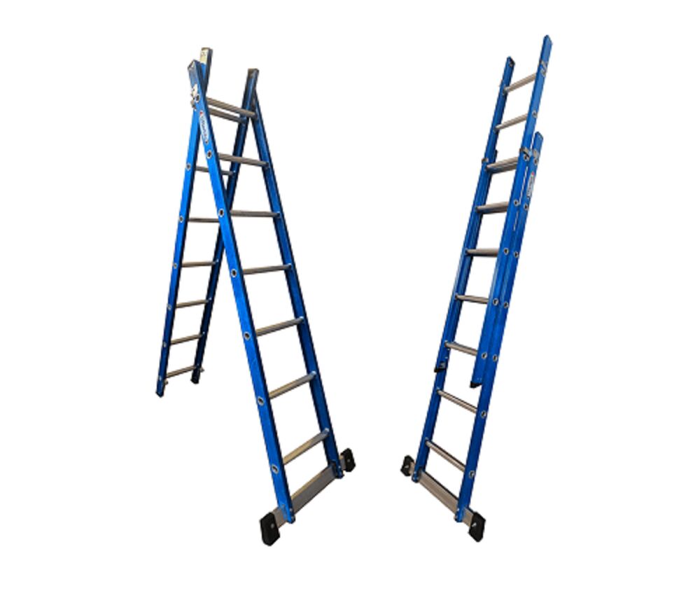 Escada Extensiva Tesoura 7 ou 12 Degraus Azul 2,20x3,80m Wbertolo