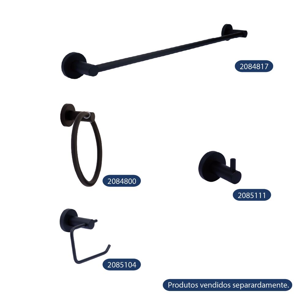 Porta Toalha Argola Dresden Preto Addra