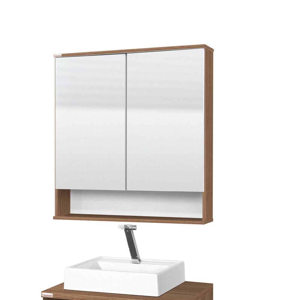 Espelheira para Banheiro MDF/MDP Cecilia Nogal 70cm C-Linea