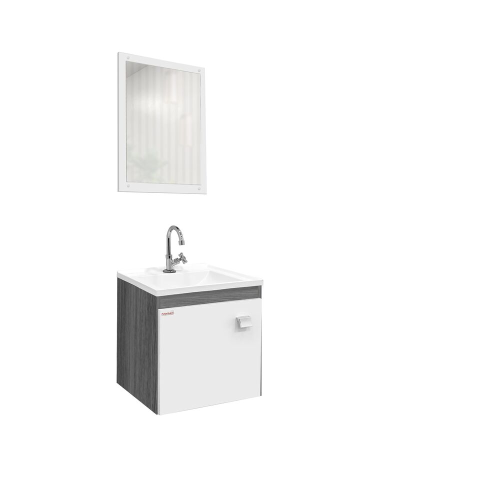 Kit Gabinete para Banheiro MDF/MDP Uno Etna/Branco 40cm C-Linea