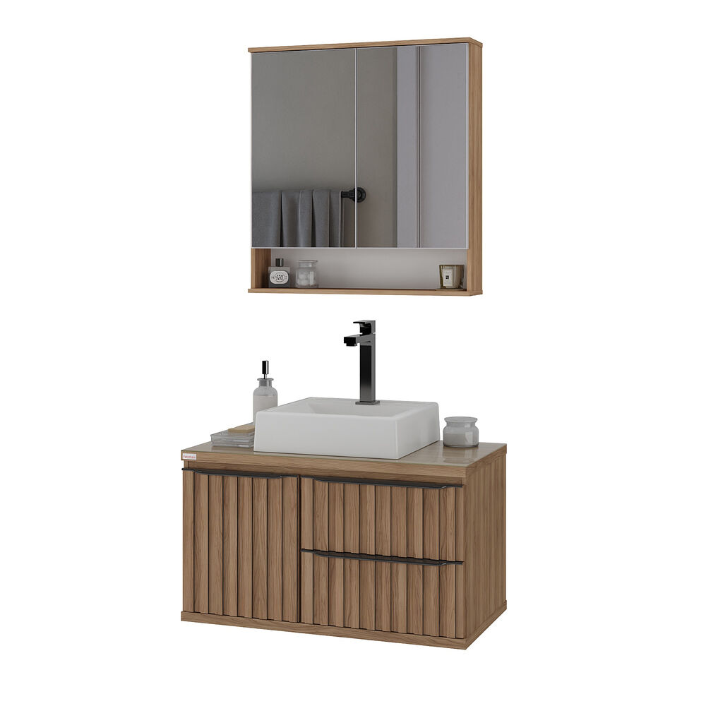 Gabinete para Banheiro MDF/MDP Cecilia Nogal 78cm C-Linea