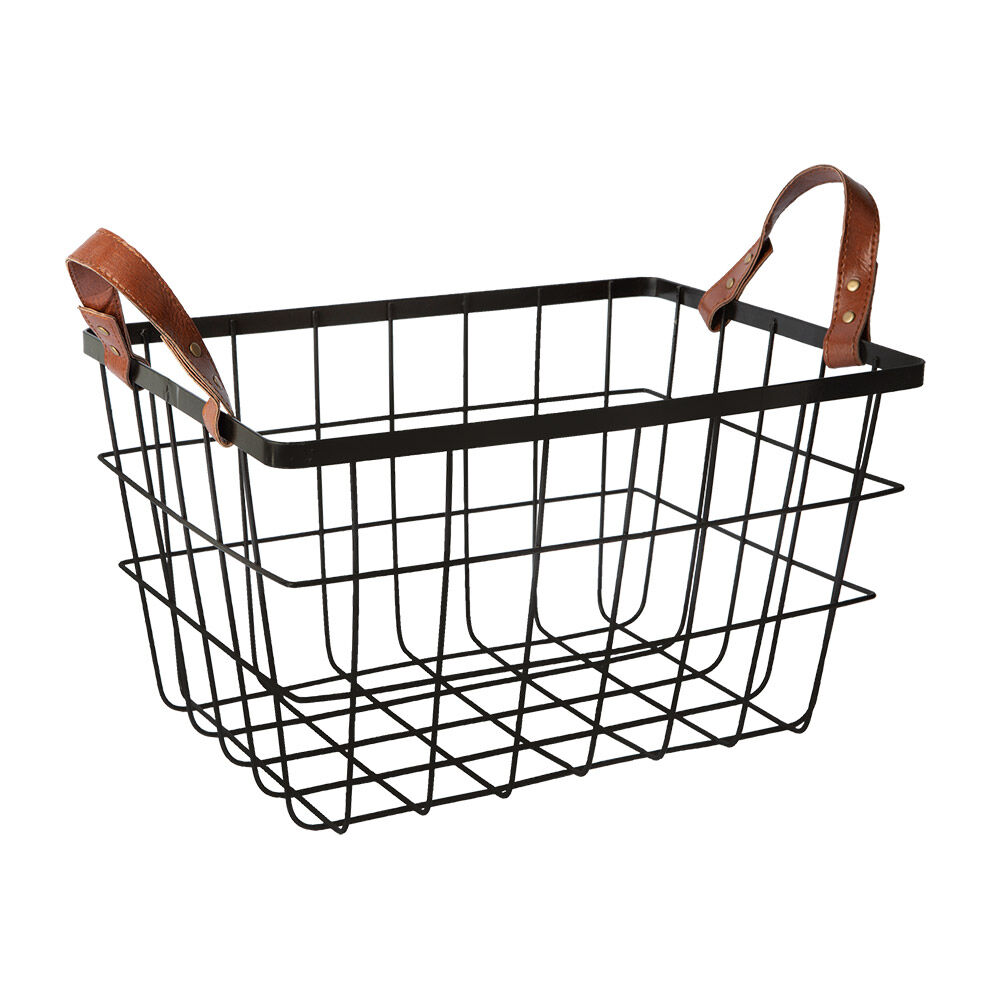 Cesto Org 35cm x 25,4cm Aramado Retang Preto Casa&Ideia