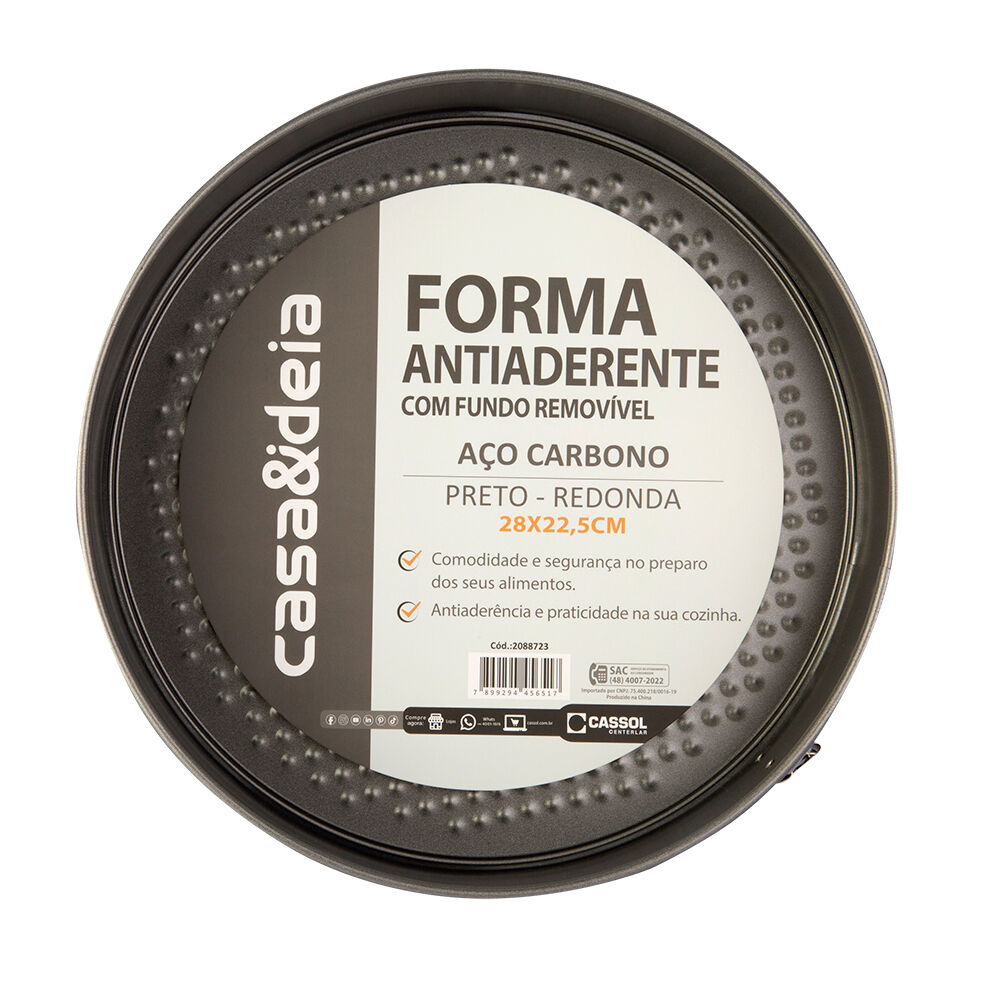 Forma Redonda Com Fundo Antiaderente Removivel Preto 28cm Casa&ideia