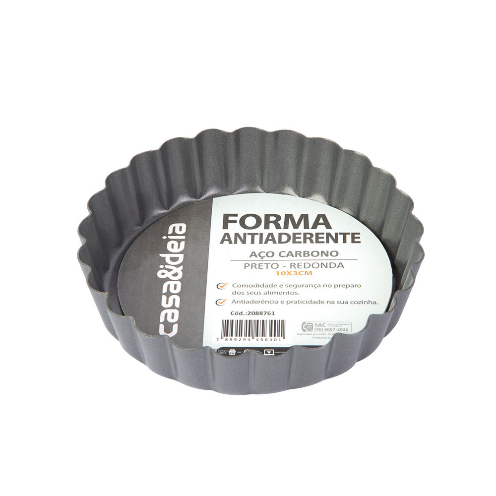 Forma Antiaderente 10x3cm Preto Redonda Casa&ideia