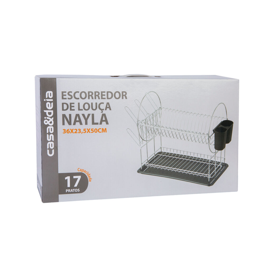 Escorredor de Louça 17 Pratos Nayla Cromado Casa&ideia