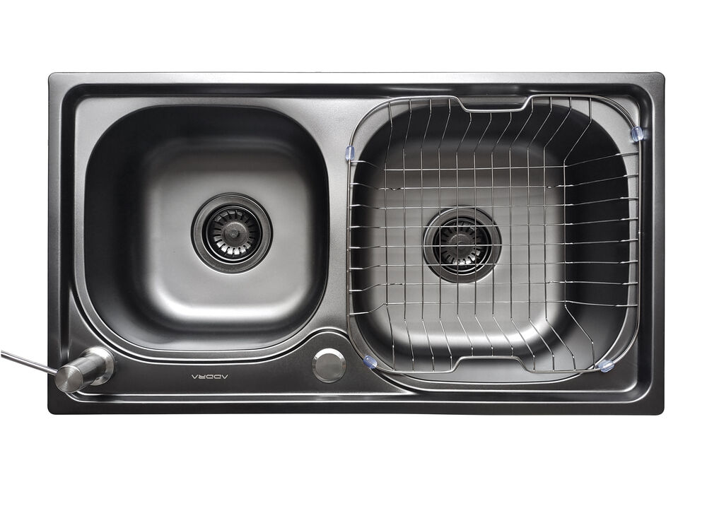 Cuba para Cozinha de Sobrepor/Embutir Inox Retangular Dupla Com Acessórios 68x39cm Addra