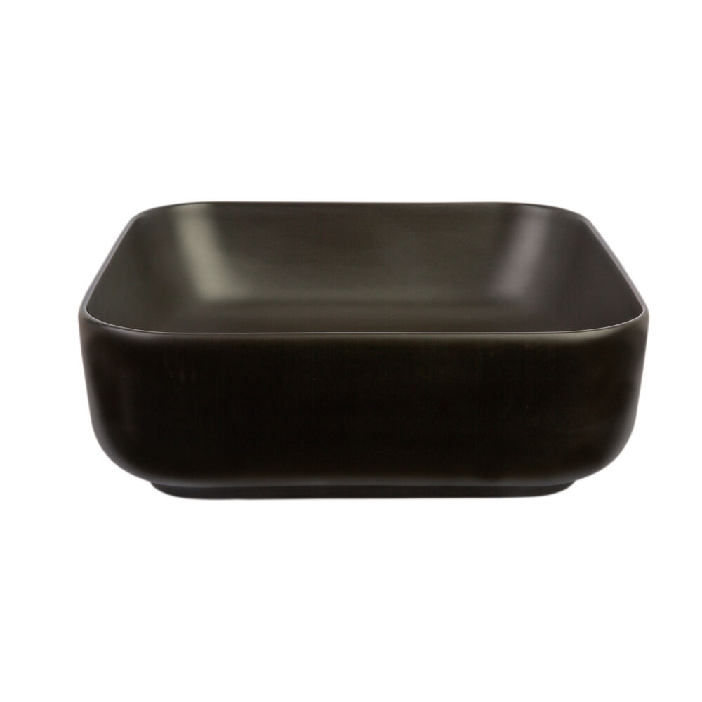 Cuba para Banheiro de Apoio Louça Quadrada Preta 39x14cm Viena Addra