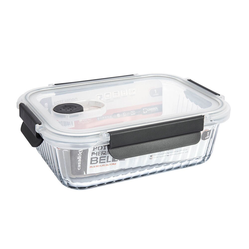 Pote Vidro Hermético 1l Belle Transparente Com Tampa Casa&ideia