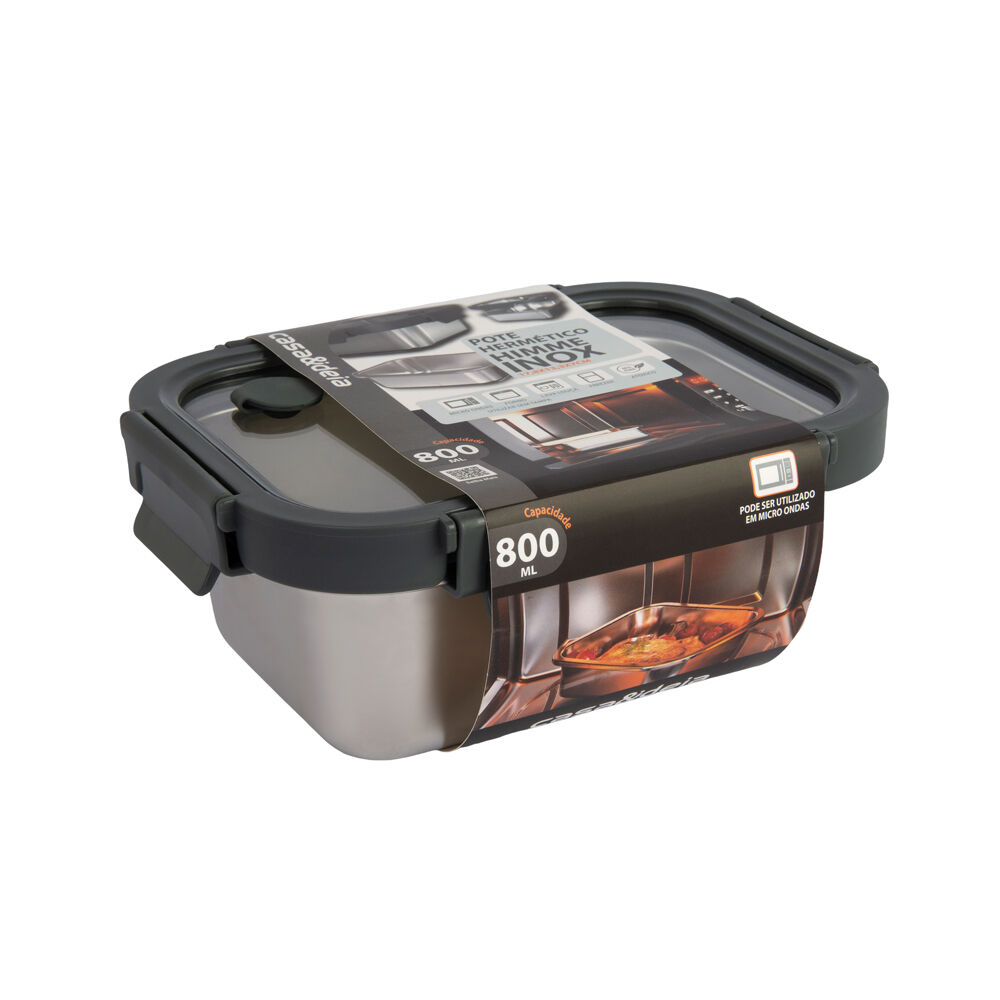 Pote Inox Hermético 800ml Himme Transparente Com Tampa Casa&ideia