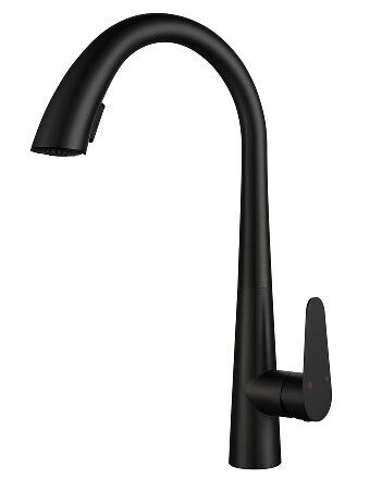 Torneira Misturador Monocomando para Cozinha de Mesa Bica Alta 1/2‘’ Curve Black Addra