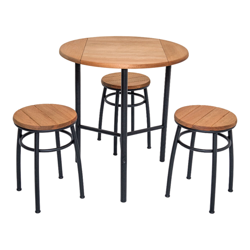 Conjunto Mesa e Bancos 4 Peças Fenix Madeira Jatobá Metalnew