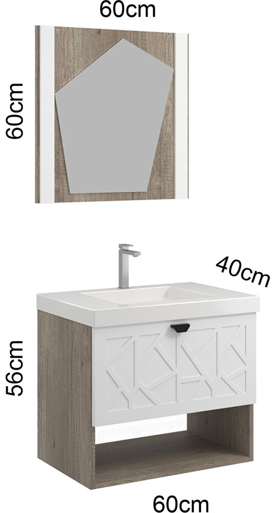 Gabinete para Banheiro MDF/MDP com Tampo Davos 60cm C-Linea