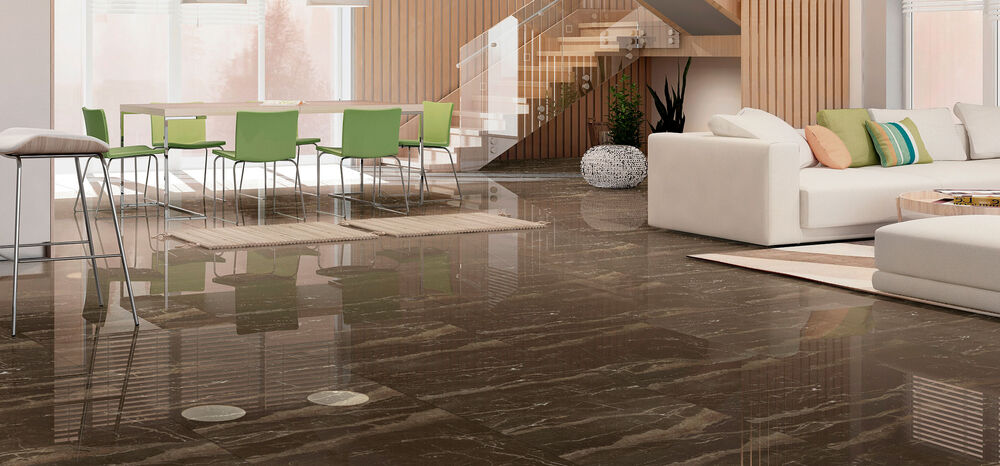 Piso Cerâmico Marmo Brown Marrom Retificado Polido 82x82 Ilhabella