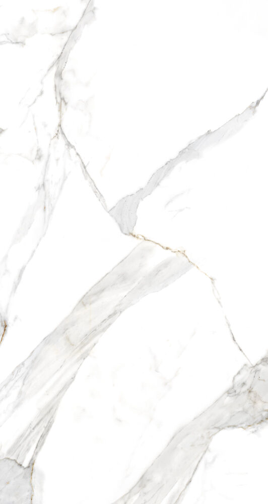 Piso Cerâmico Statuario Branco Cinza Retificado Brilhante 61x116 Ilhabella