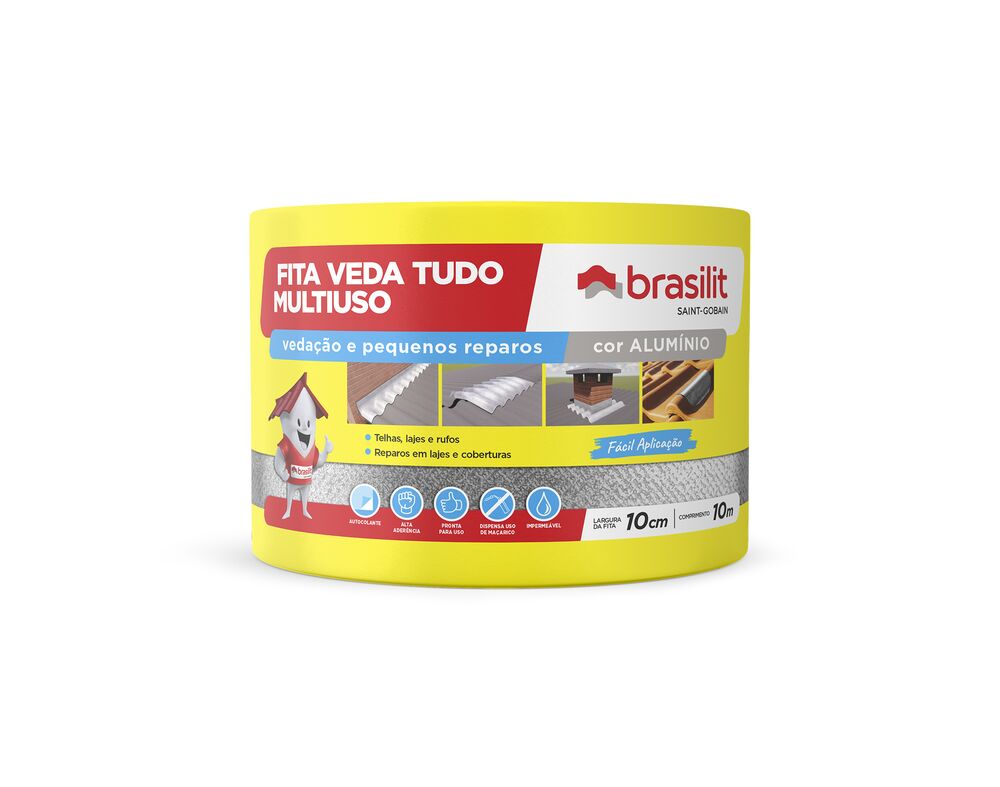 Fita Auto-adesiva  Veda Tudo Alumínio 10cmx10mx7mm Quartzolit