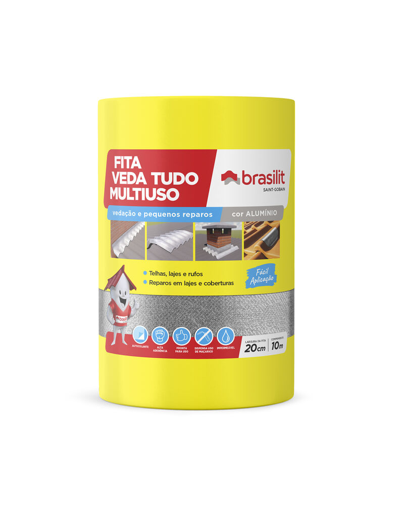 Fita Auto-adesiva Veda Tudo Alumínio 20cmx10mx7mm Quartzolit
