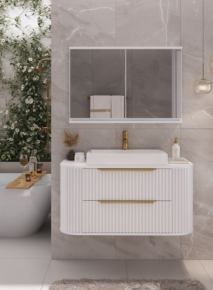 Gabinete para Banheiro Suspenso MDF/MDP Alice Branco 1m C-linea