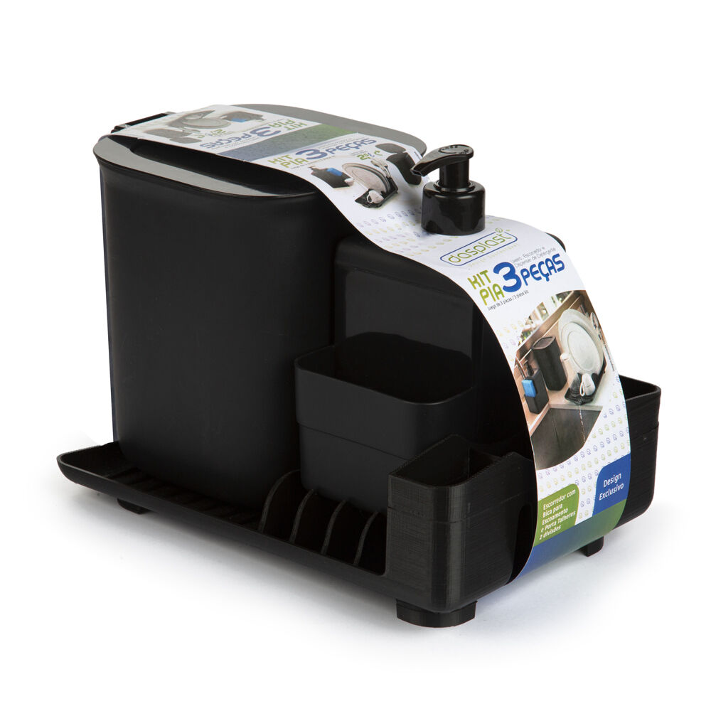 Kit Organizar Pia 2012 Preto Dasplast
