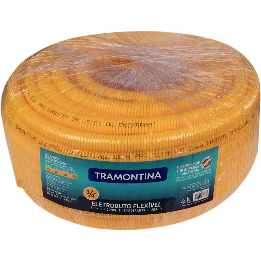 Eletroduto Corrugado 25mm 50mts Amarelo Tramontina