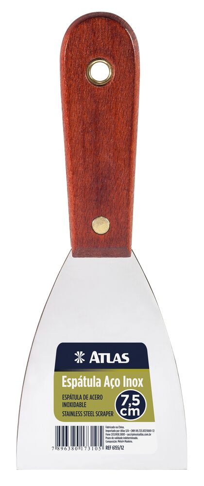Espátula Aço Inox 7,6cm 6155/12 Cinza Atlas