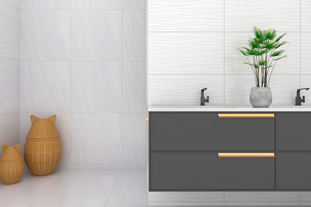 Piso Cerâmico Relevo Onda Branco Bold Brilhante 32x58 Incopisos