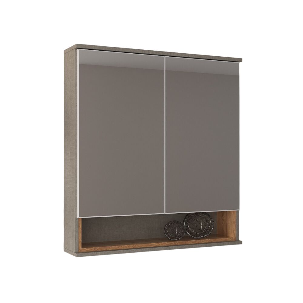 Espelheira para Banheiro MDF/MDP Mariana Grigio 64,5cm C-Linea