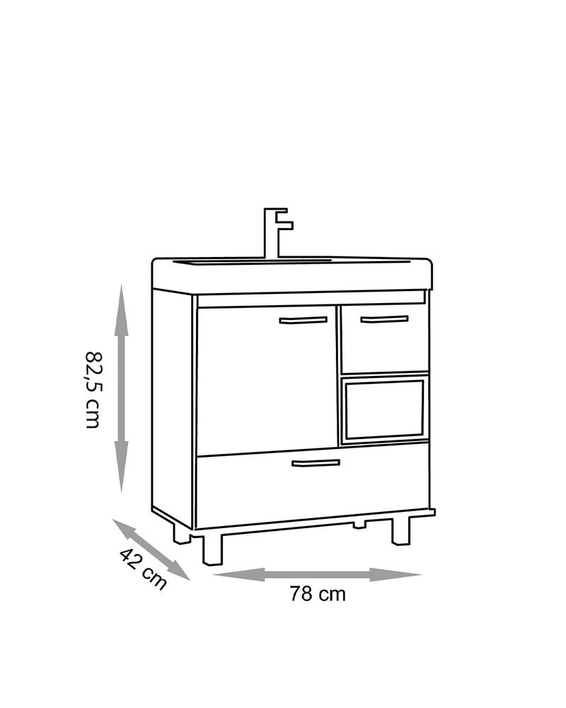 Gabinete para Banheiro MDF/MDP Mariana Jade Nude/Catedral 78cm C-Linea