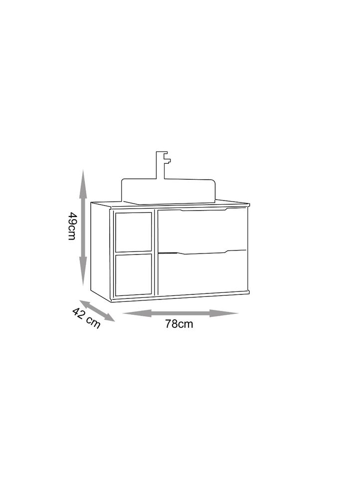 Gabinete para Banheiro Suspenso MDF/MDP Livia Nude 78cm C-Linea