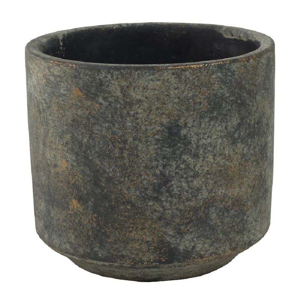 Vaso Saar Cachepo Preto Dourado 14x14x13cm TS Brasil