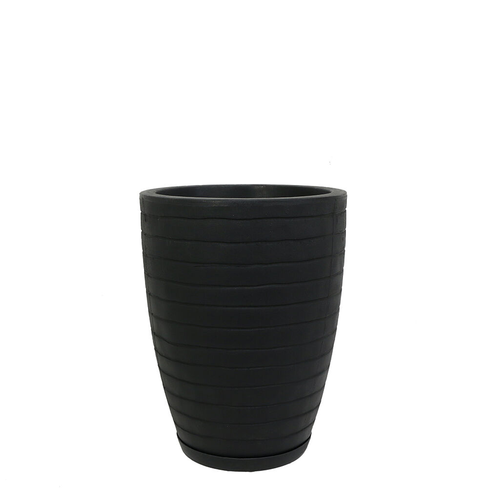 Vaso Plástico Relevo Preto 30x40cm Vasart