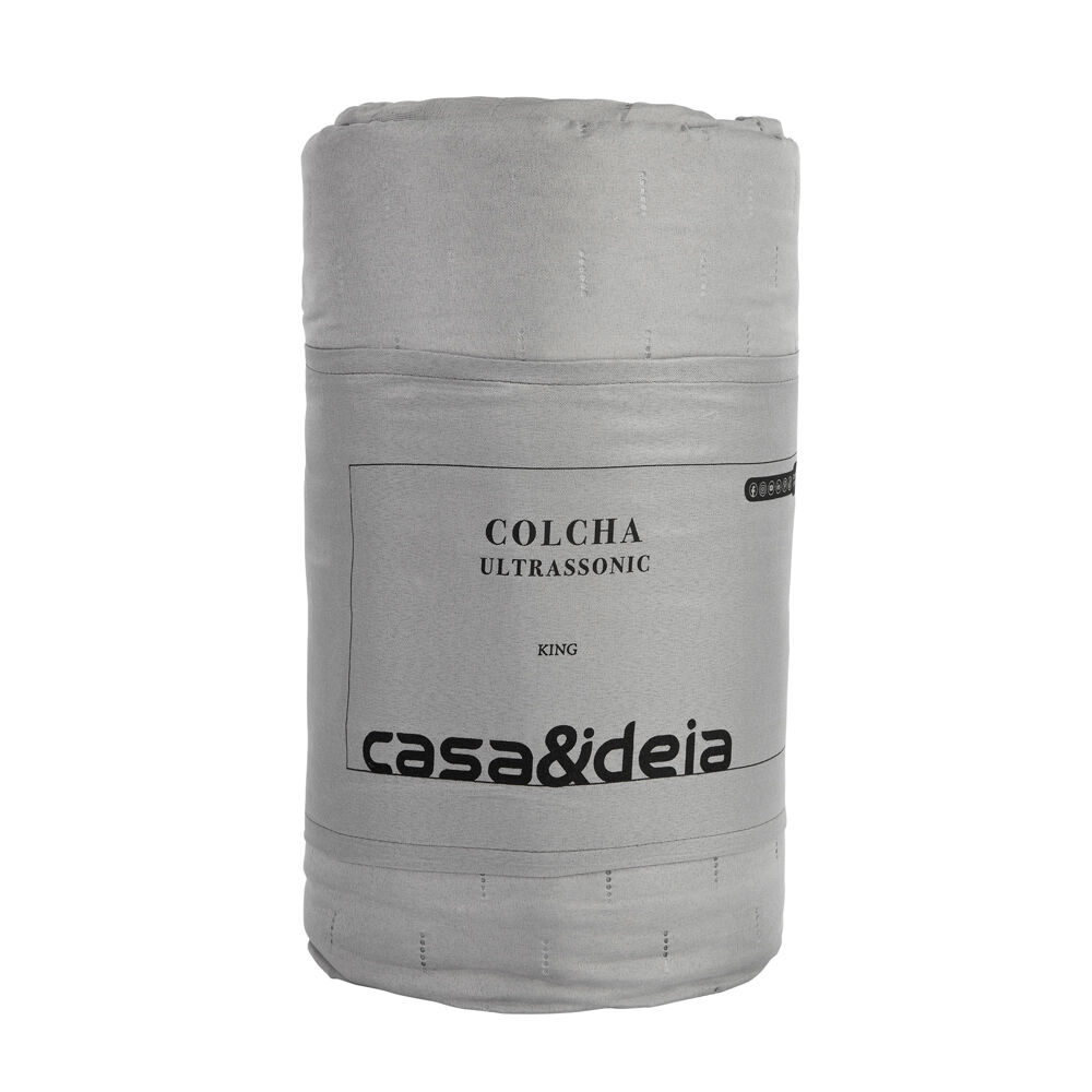 Colcha King 2,60m x 2,80m Ultra Cinza Diagonal
