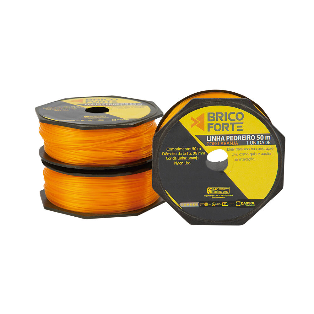 Linha para Pedreiro 50m Laranja 3PC Brico Forte