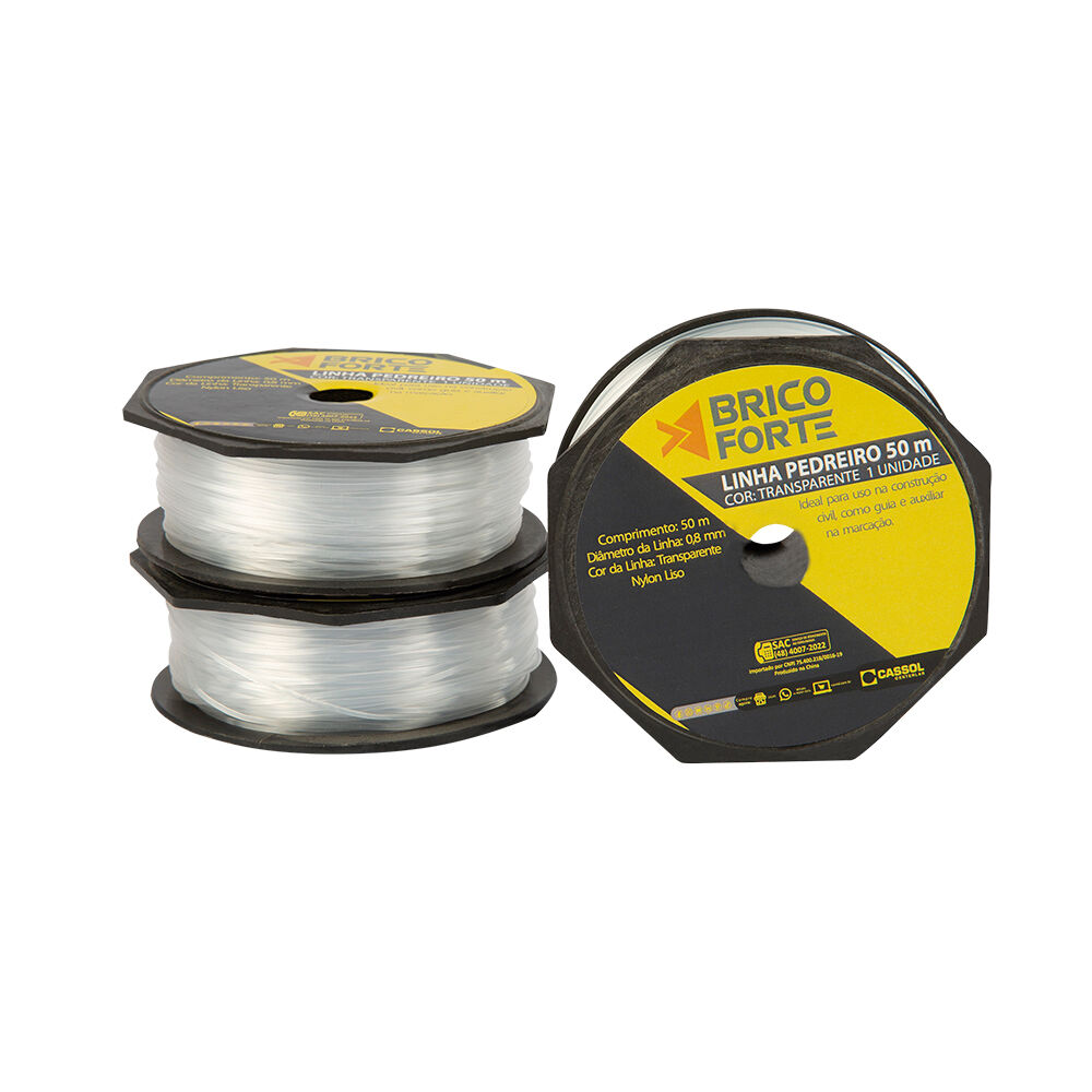 Linha para Pedreiro 50m Incolor 3PC Brico Forte
