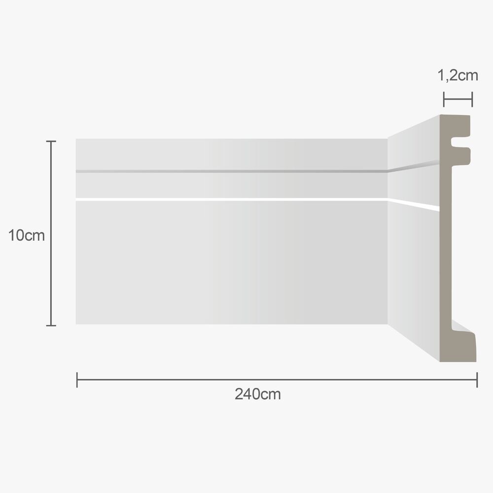 Moldura Rodapé Ecopremium Frisado Branco 2,4mx10cm EcomexBrasil