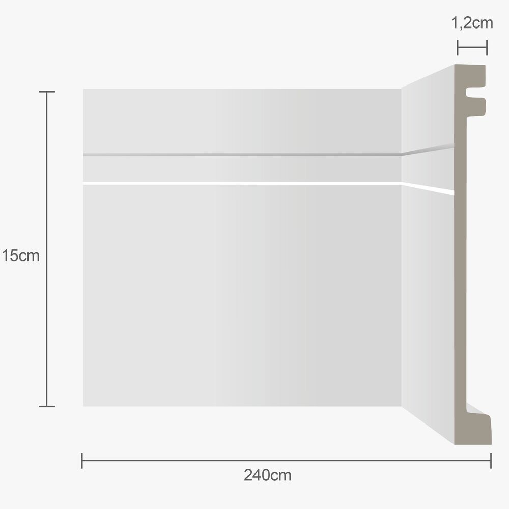 Moldura Rodapé Ecopremium Frisado Branco 2,4mx15cm Ecomex Brasil